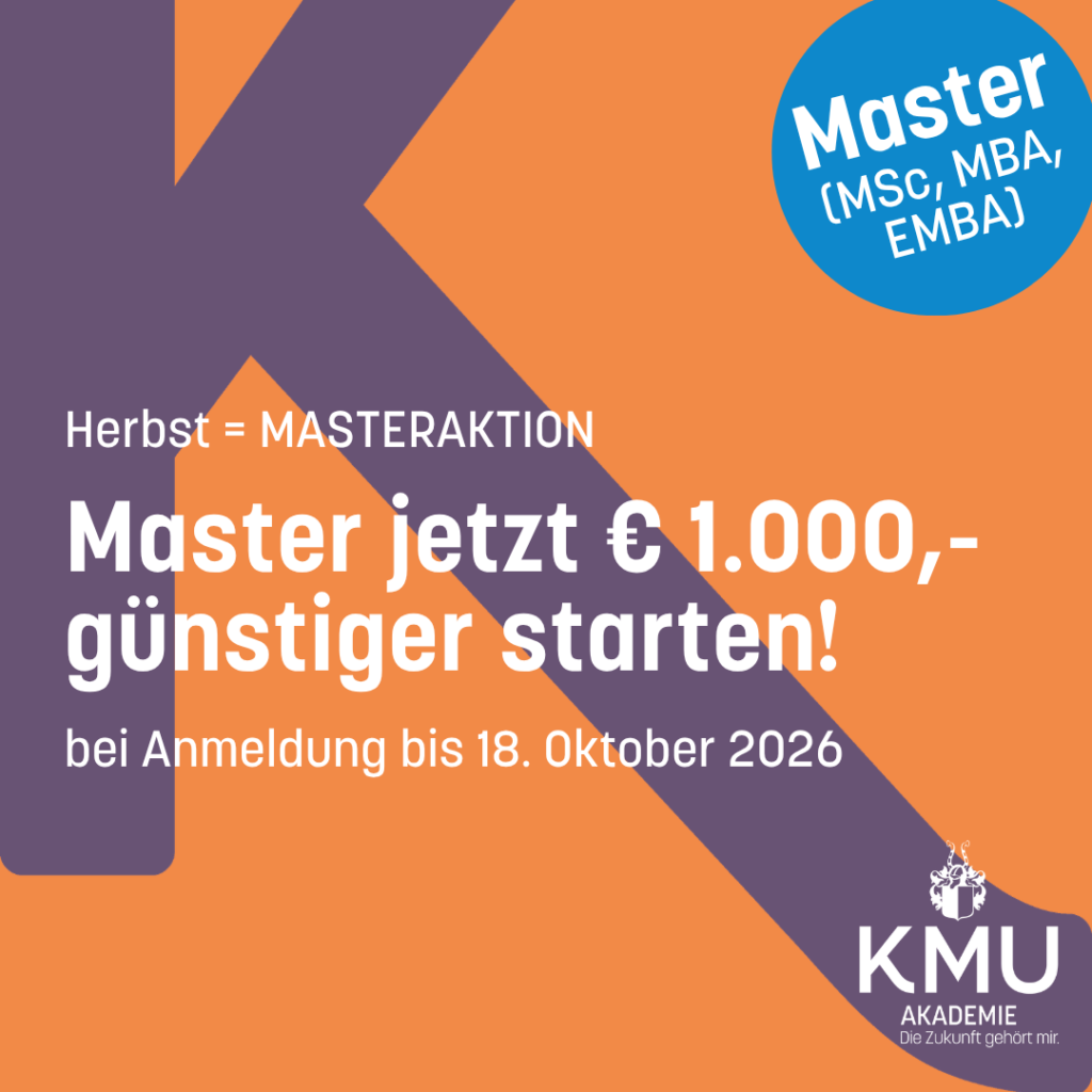 Herbst = Masteraktion: Master jetzt € 1.000,- günstiger starten – bei Anmeldung bis 18. Oktober 2026
